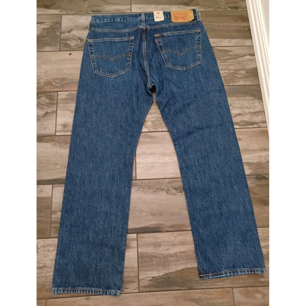 Levis 501 Original Cotton Mens Jeans 36x30 Dark Blue